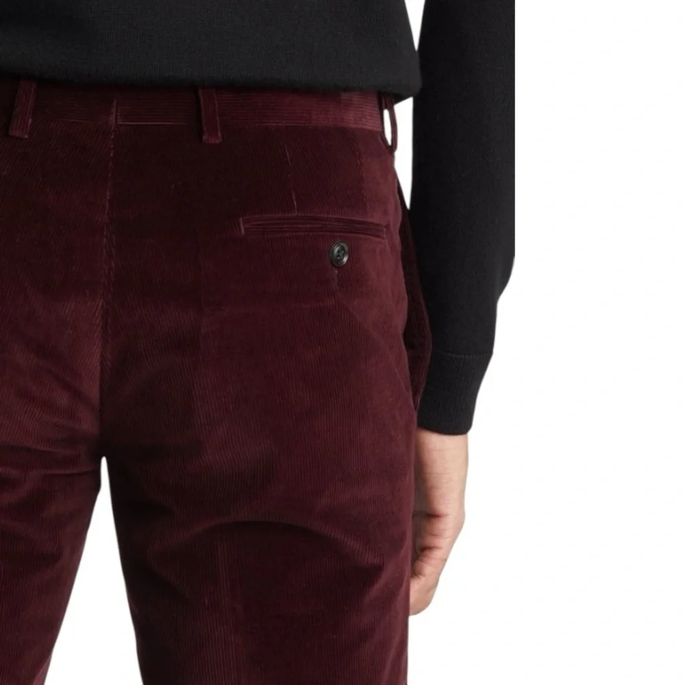 Ted‎ Baker London Rodger Extra Trim Fit Corduroy Pants in Burgundy Size 40R NWT